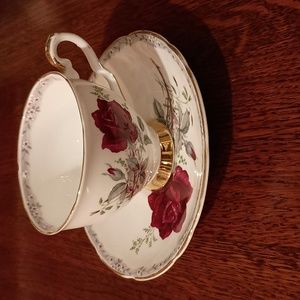 Vintage Royal Stafford Roses To Remember Footed Tea Cup and Saucer b150